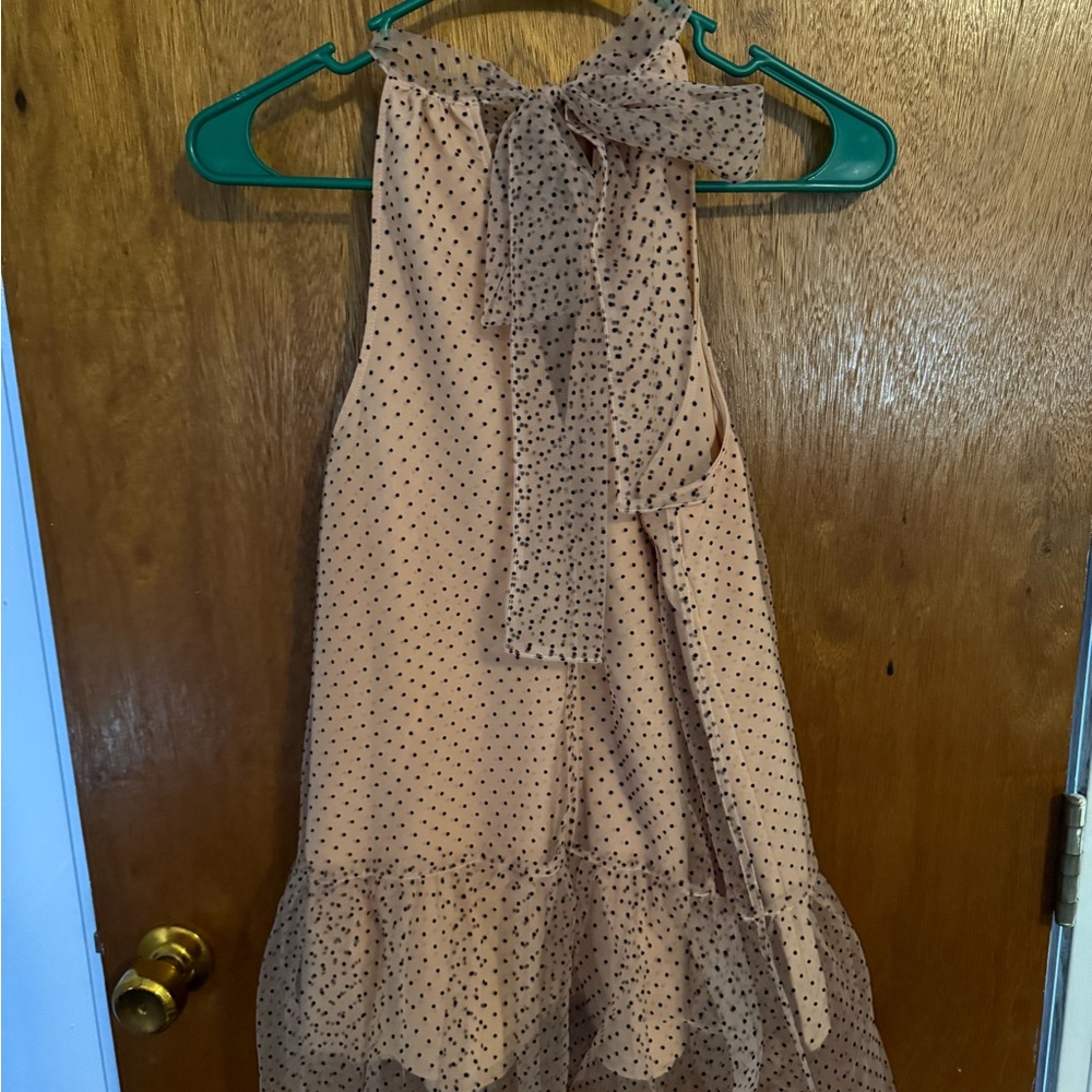Anthropologie Blush Pink Polka Dot Sleeveless Blouse - Picture 2 of 5
